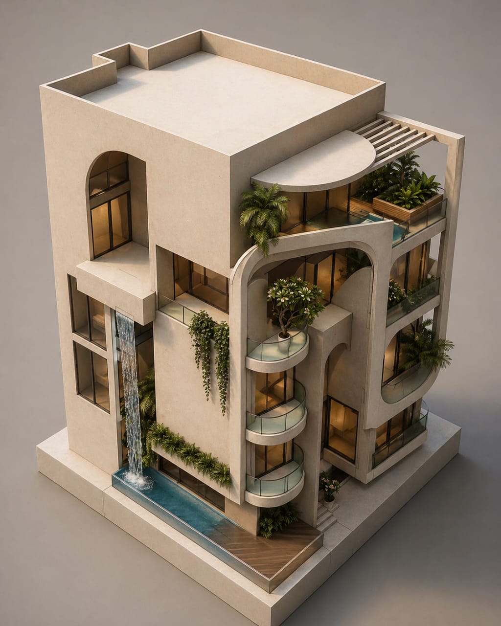 Rooftop and waterfall concept view for 16th Federation villa